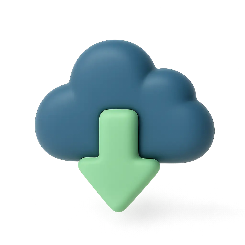 Icona de núvol amb fletxa verda de descàrrega